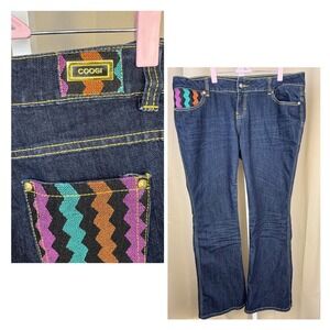 COOGI Bootcut Jeans Multicolor Woven Pockets Y2K Style Denim Plus size 16W